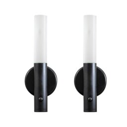 ValueLights Oakley Pair Matte Black Wall Light and Integrated Bulb