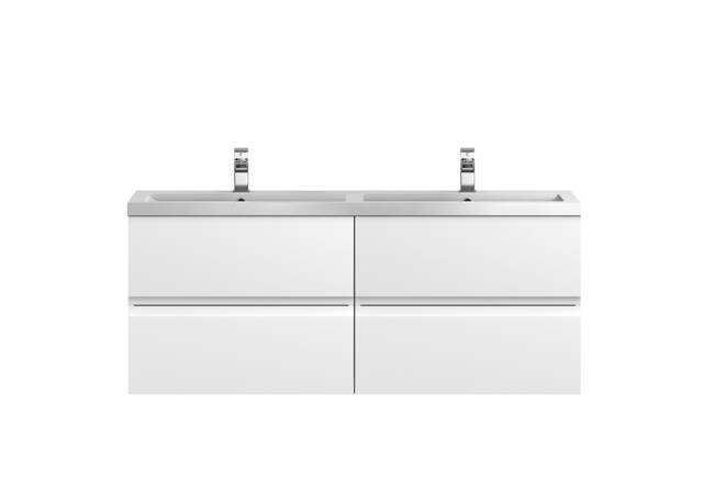 Balterley Mavesyn Contemporary 4 Drawer Wall Hung Vanity Unit with Basin, Satin White, 1200mm