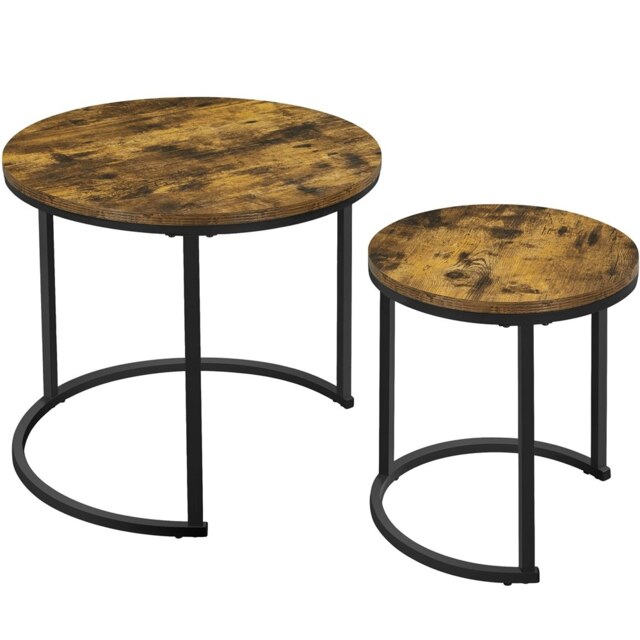 Yaheetech Round Nesting End Table Set with Metal Base
