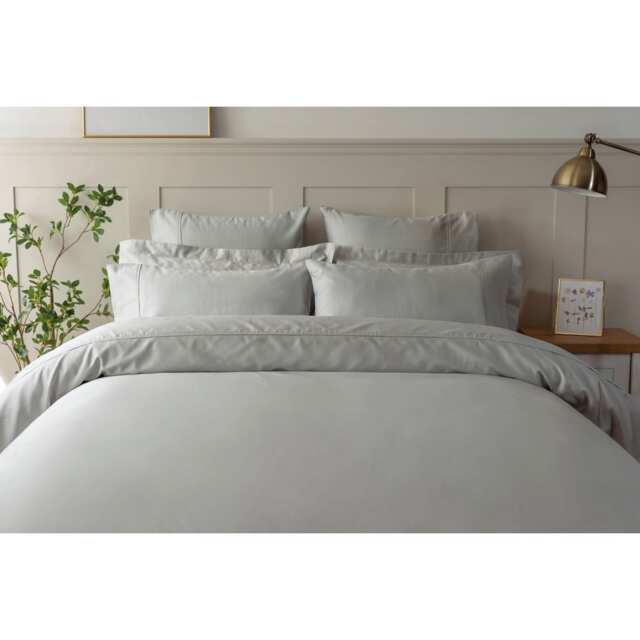 Belledorm Egyptian Cotton Flat Duvet Cover Grey Platinum Double 1