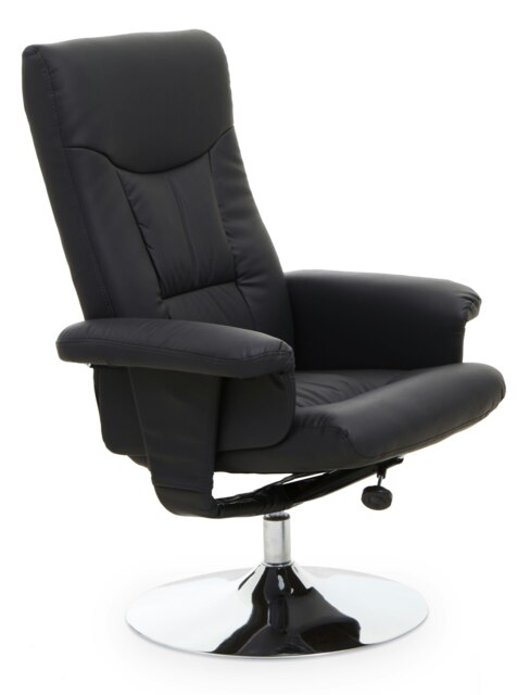Orsina Comfortable Black Leather Effect Recliner, Modern Retro Recliner For Livingroom, Functional Swivel Recliner