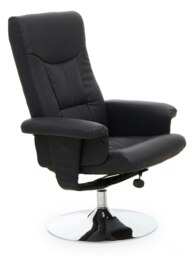 Orsina Comfortable Black Leather Effect Recliner, Modern Retro Recliner For Livingroom, Functional Swivel Recliner