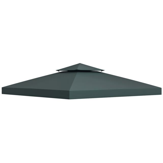 Outsunny 3(m) 2 Tier Gazebo Top Cover Replacement Canopy Roof Charcoal Grey Grey Charcoal grey