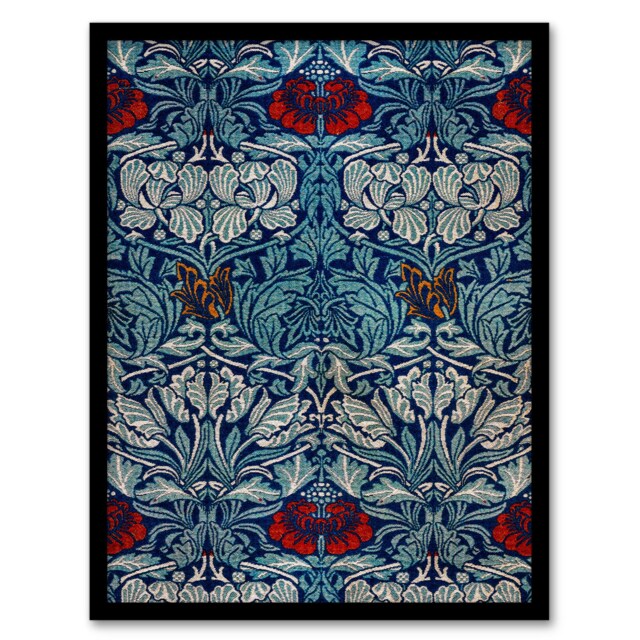 William Morris Framed Wall Art Print Tulip and Rose Floral Pattern Home Décor