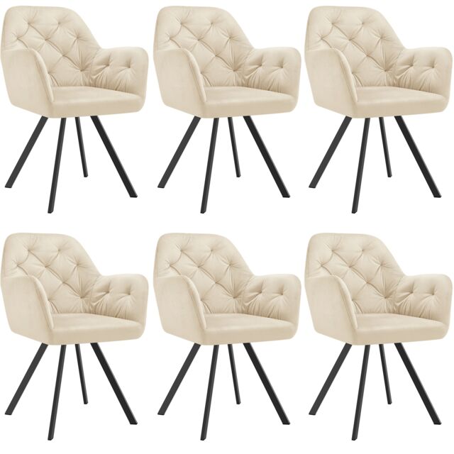Armchair Lucia - padded, quilted pattern, 180 degree swivel chair Cream cream 6