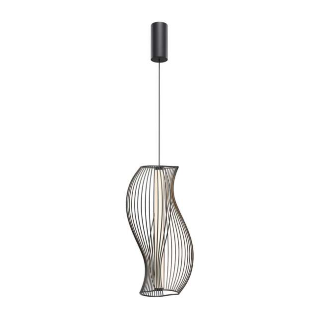 Shadows Of The Past Modern Wire Frame Pendant Ceiling Light Black 3000K 1200lm White Shade