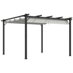 Outsunny 3 x 3m Pergola with Retractable Roof Canopy, Aluminium Frame Garden Gazebo Outdoor Sun Shade Shelter for Grill, Patio, Light Grey