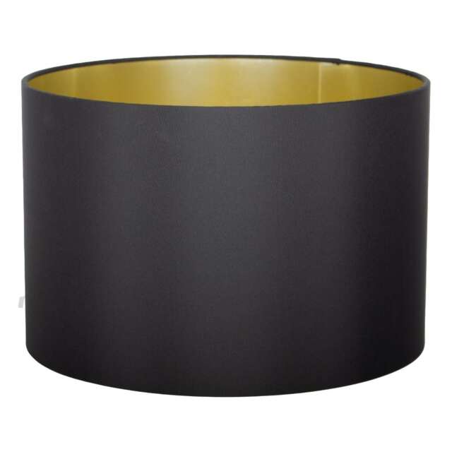 Metallic 40Cm Black Silk Light Shade With Gold Card Lining