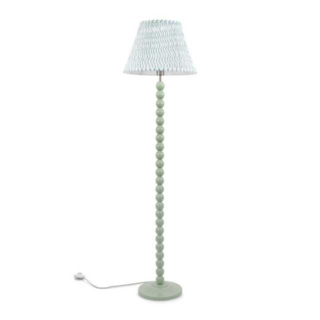 ValueLights Bobbles Sage Green Floor Lamp Green Arrow Pleat Shade Green