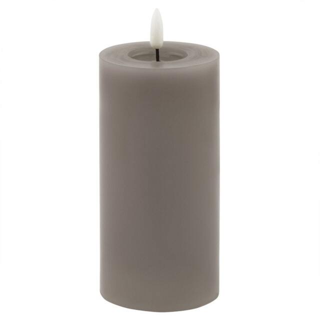 Luxe Collection Melt Effect LED Candle - Wax - L8 x W8 x H15 cm - Grey Grey Grey
