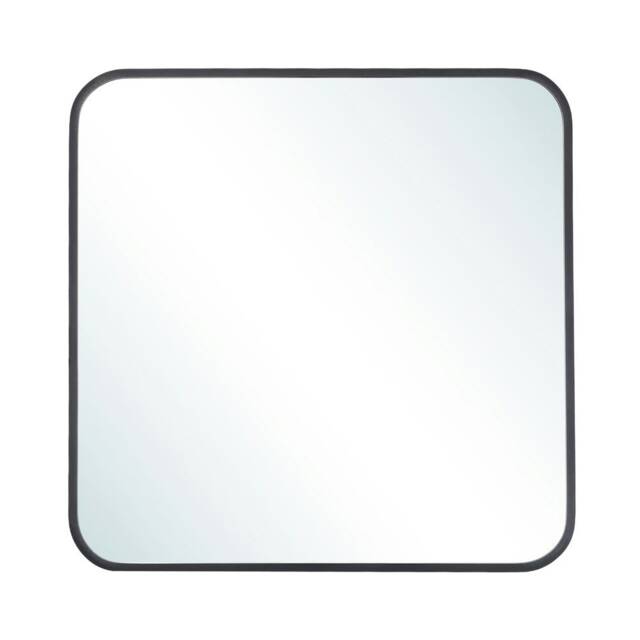 Living and Home Square Wall Mirror - Black - 70cm Black