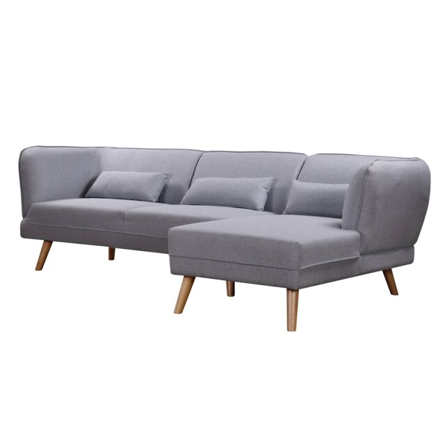 Luna 3-Seater L-Shaped Right-Hand Corner Sofa - Light Grey Fabric Grey Light Grey Three Seater 1