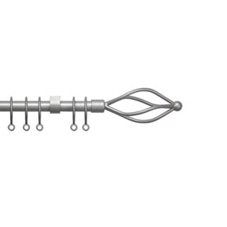 16 - 19mm Silver Metal Crown Final Metal Curtain Pole Set 170 - 300cm Silver Silver