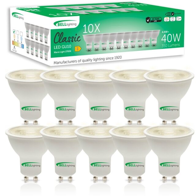 BELL Lighting GU10 Dimmable LED Spotlight 4.4W Energy Saving Light Bulbs White Warm White - 2700K 10
