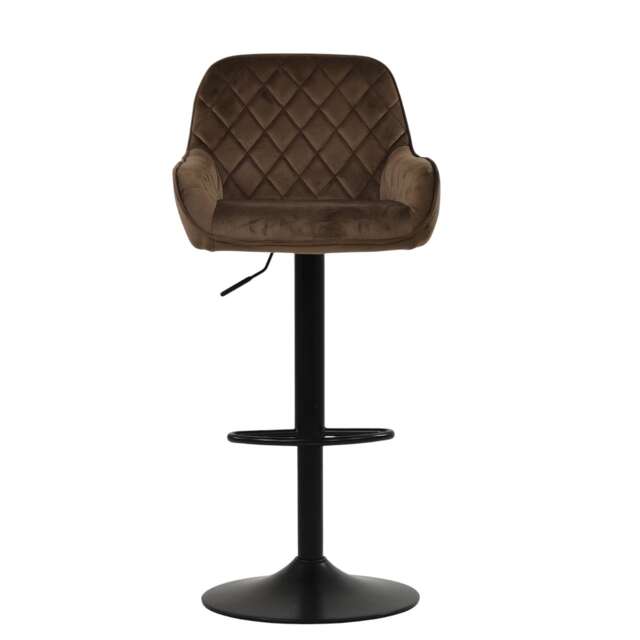 Lakeland Furniture Arnside Mocha Brown Velvet Black Adjustable Bar 1 Base Stool