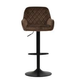 Lakeland Furniture Arnside Mocha Brown Velvet Black Adjustable Bar 1 Base Stool