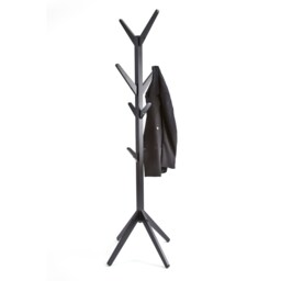 Hampton Black Wooden Freestanding Hat and Coat Stand, Rack, Tree with 8 Hooks Black One Size