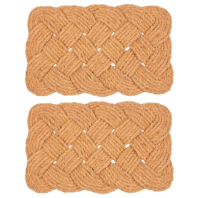 Nicola Spring Natural Coir Knotted Door Mat - 68cm x 43cm - Pack of 2