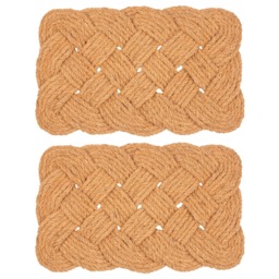 Nicola Spring Natural Coir Knotted Door Mat - 68cm x 43cm - Pack of 2