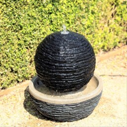 Marvao Slate Effect Sphere Water Feature With Lights 42cm