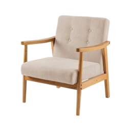 Living and Home Modern Wood Frame Upholstered Armchair, Beige