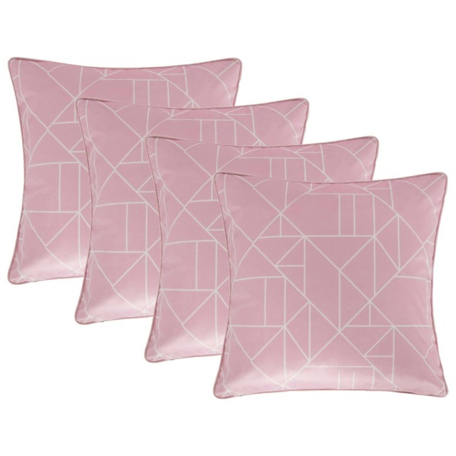 OHS 4 x Mason Geo Matte Velvet Cushion Covers, 45x45cm - Blush Pink