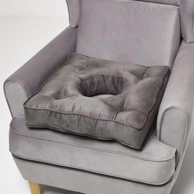 "Homescapes Grey Faux Suede Coccyx Cushion Grey Grey 50cm x 50cm x 10cm (20"" x 20"" x 4"")"