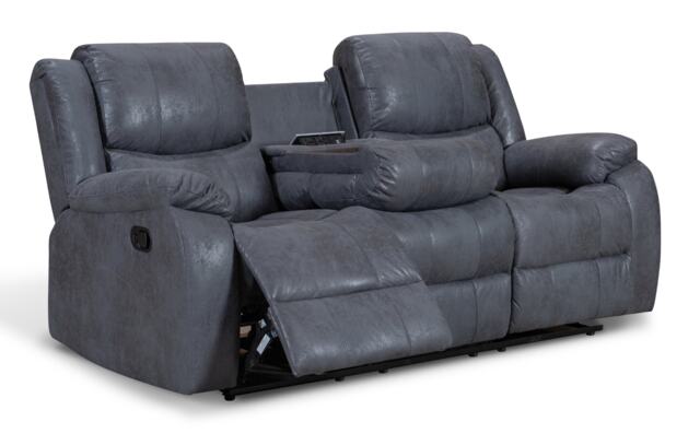 Faux Leather Suede Grey 3 Seater Manual Recliner Sofa NAPLES