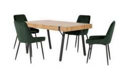 Treviso Dining Set with Avery Chairs - Light Oak Effect - Black - Emerald Green Velvet Green 5