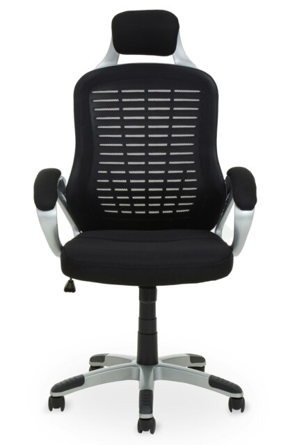 Orsina Comfortable Black And Silver Home Office Chair, Ergonomic Work From Home Chair, Movable Ergonomic Chair
