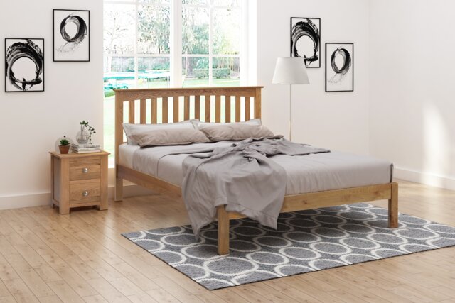 Gladstone Kingsize 5ft Solid Oak Bed Frame Brown King