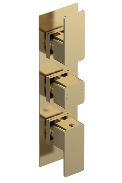 Balterley Empire 2 Outlet Concealed Shower Valve Thermostatic Square - Thermostatic Valve Copper Brushed Brass 1