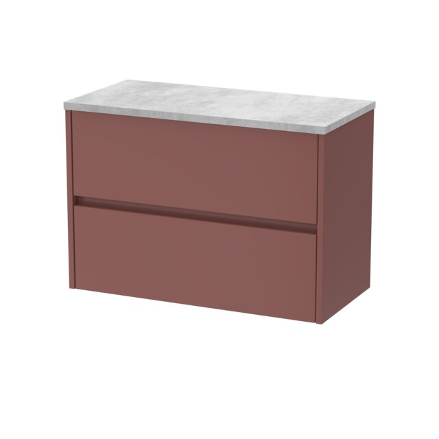 Balterley Chartley 2 Drawer Vanity Unit with Bellato Worktop, 800mm, Smoked Red