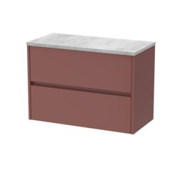 Balterley Chartley 2 Drawer Vanity Unit with Bellato Worktop, 800mm, Smoked Red