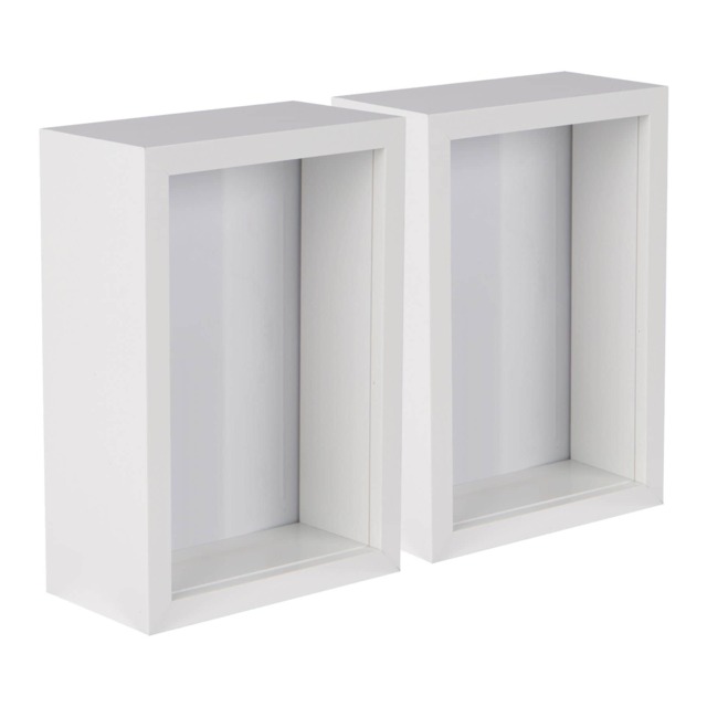 "Nicola Spring 4 x 6"" Deep Photo Frames - White - 3D Deep Box Picture Frame Portrait Display Case (17.5 x 12.5cm) - Set of 2"