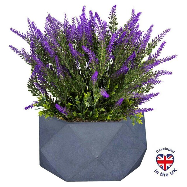 Geometry Style Grey Bowl Garden Planter, Indoor Plant Pot D30 H15 cm, 10 ltrs Cap.