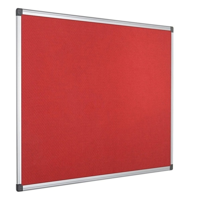Bi-Office Notice Board Maya, Red Felt, Aluminium Frame, 120 X 90 Cm