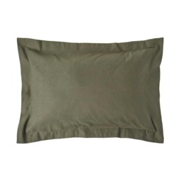Homescapes Khaki Green Linen Oxford Pillowcase - King Size Green King