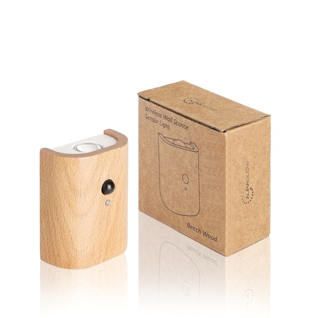 Auraglow Wooden Rechargeable Motion Sensor Wall Light Clear Beech
