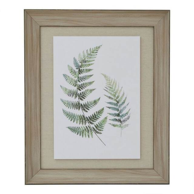 Watercolour Fern Duo in Frame - Washed Wood - L5 x W50 x H60 cm - Brown Brown Not provided