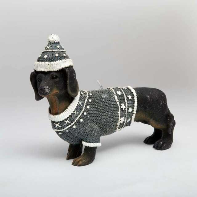 20x14cm Dachshund Wiener Figurine Room Aesthetic Cute Dog Shaped Decorative Candle Gifts for Animal Lover, Wax, Black