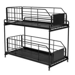 TOQUE 2 Tier Pull Out Basket Under Sink Kitchen Cabinet Storage Organiser Drawer