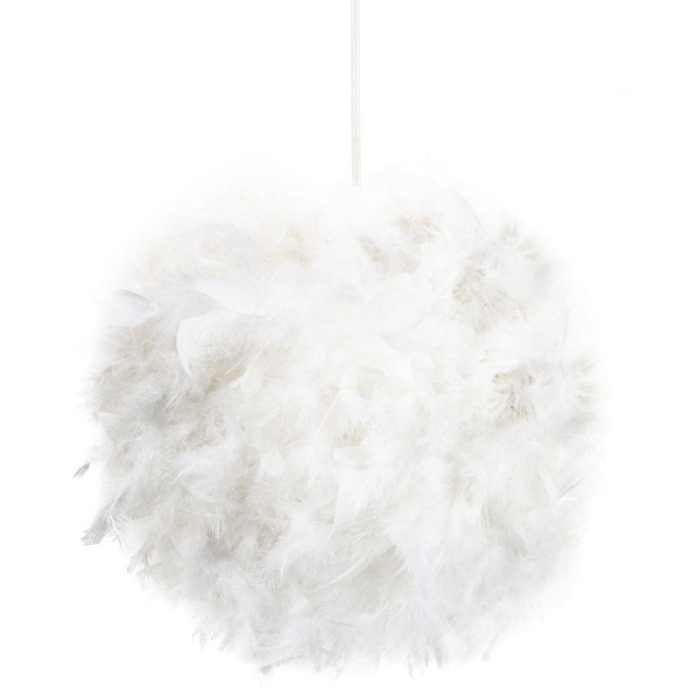 Eye-Catching and Designer Small White Feather Decorated Pendant Lighting Shade White White 1