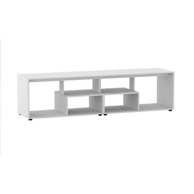 Shelby Abstract Large Double Coffee Table With Storage Shelves TV Stand 160cm Multi White
