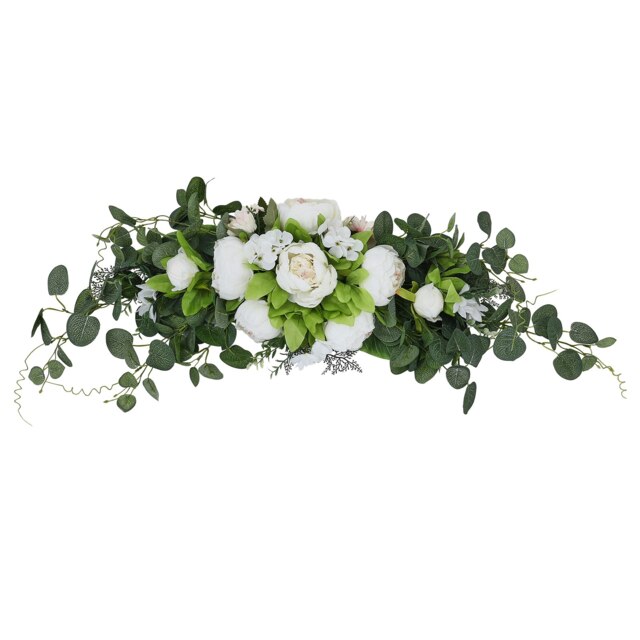 Living and Home Artificial Peony Flower Swag Wreath