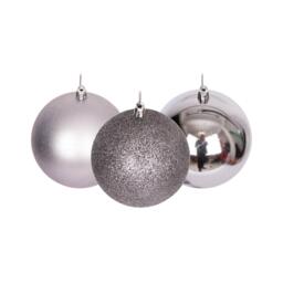 60mm/6Pcs Christmas Baubles Shatterproof Mid Grey, Christmas Tree Decorations