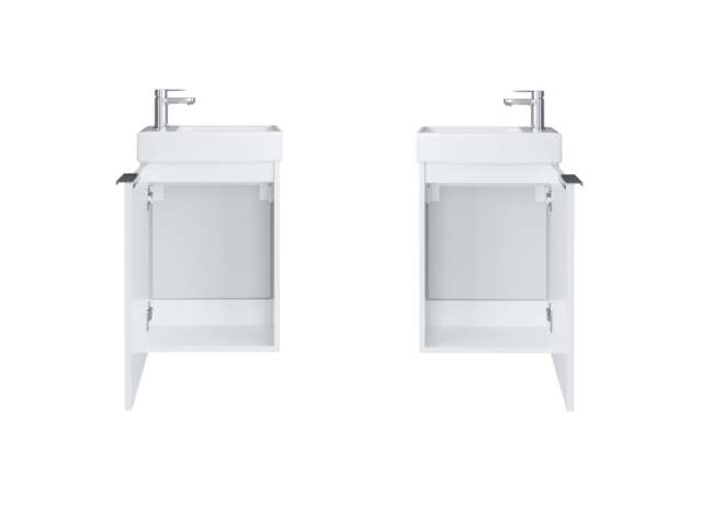 Wall Hung Bathroom Cabinet Set 400mm Vanity Unit with Basin and Wall Mirror Cabinet White Gloss Small Narrow Furniture Avir