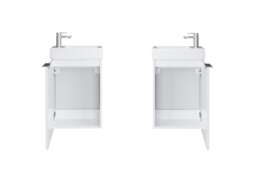 Wall Hung Bathroom Cabinet Set 400mm Vanity Unit with Basin and Wall Mirror Cabinet White Gloss Small Narrow Furniture Avir