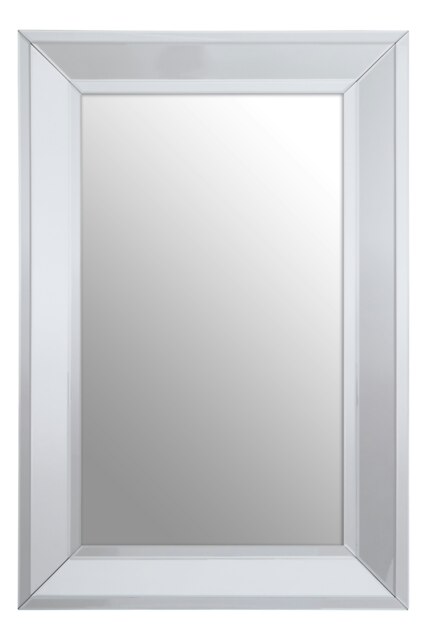 Orsina Modern Silver Rectangular Wall Mirror, Contemporary Silver Frame Wall Decor, Sleek Mirror With Wooden Frame