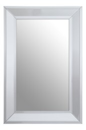 Orsina Modern Silver Rectangular Wall Mirror, Contemporary Silver Frame Wall Decor, Sleek Mirror With Wooden Frame